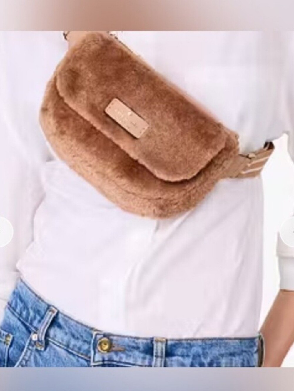 ♠️ Kate Spade Rosie Plush Faux Fur Belt Bag Crossbody Fanny Pack NWT Brown